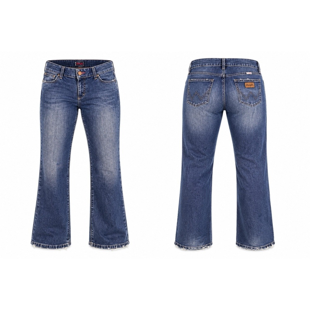 Wrangler Premium Patch Jeans Women's 12 x 32 Low Rise Boot Cut Pink Ribbon Mae